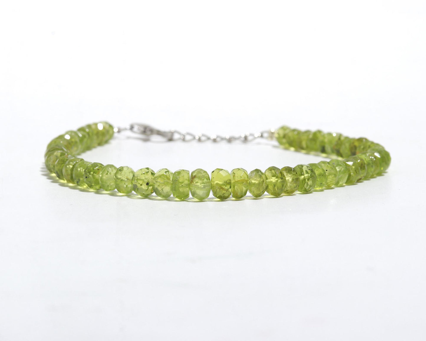 Glowing Natural Green Peridot Beaded Bracelet