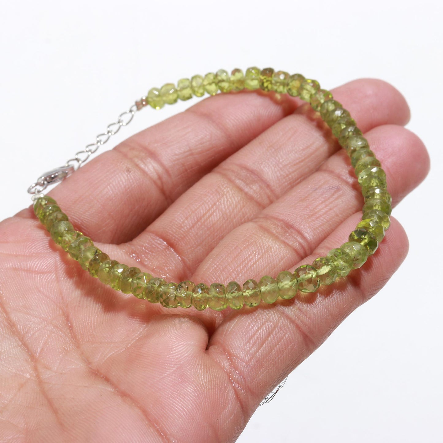 Glowing Natural Green Peridot Beaded Bracelet