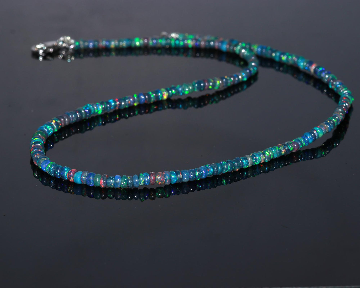 Natural Ethiopian Black Smooth Opal Necklace