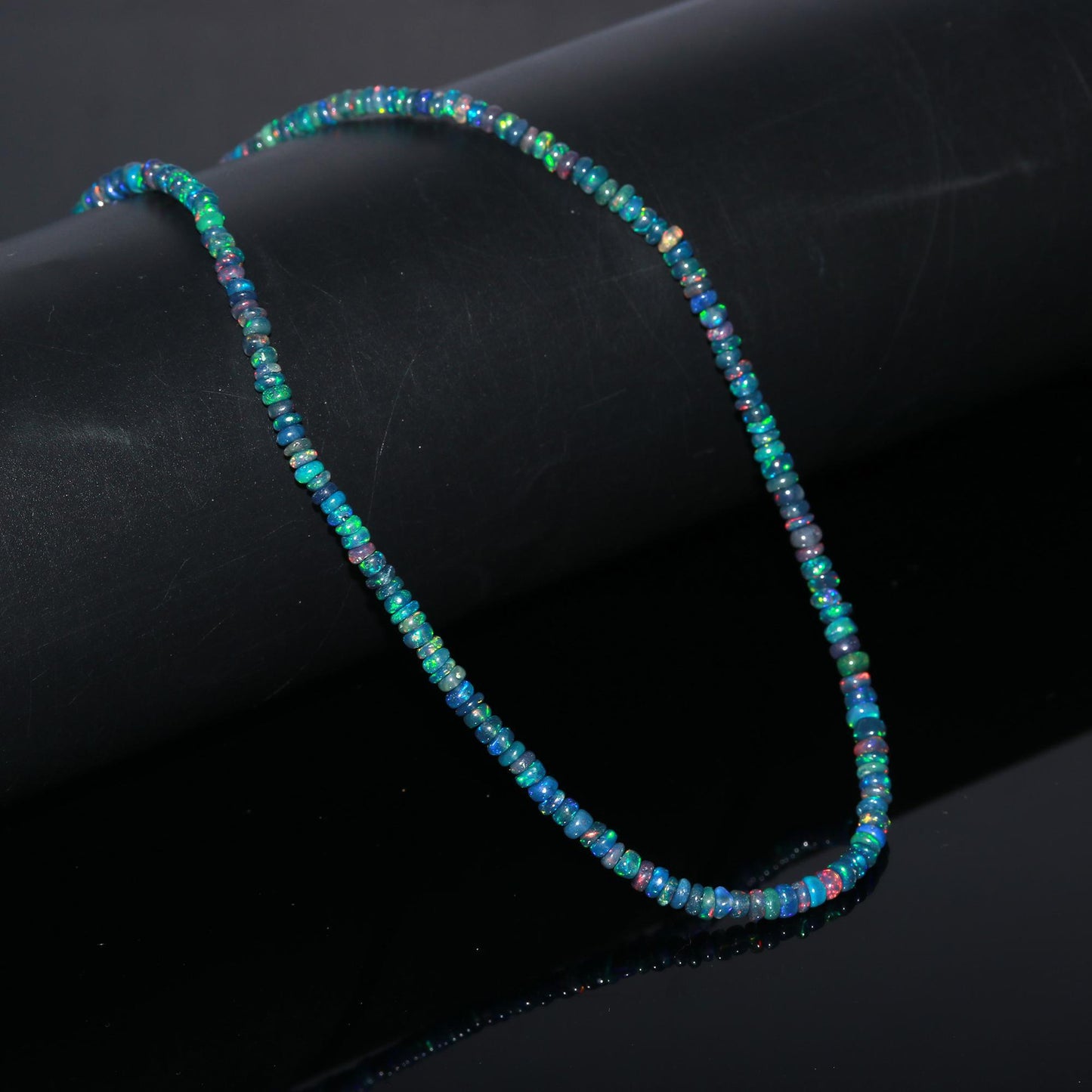 Natural Ethiopian Black Smooth Opal Necklace