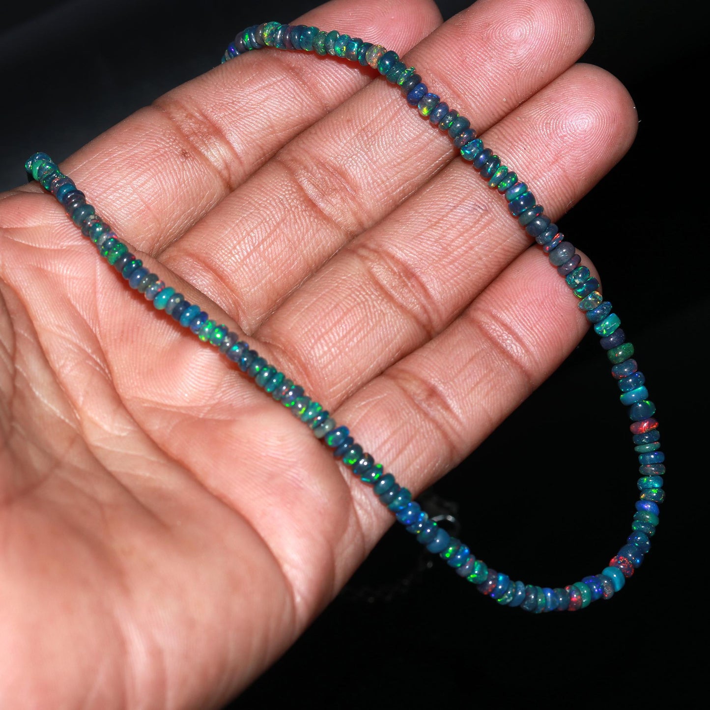 Natural Ethiopian Black Smooth Opal Necklace