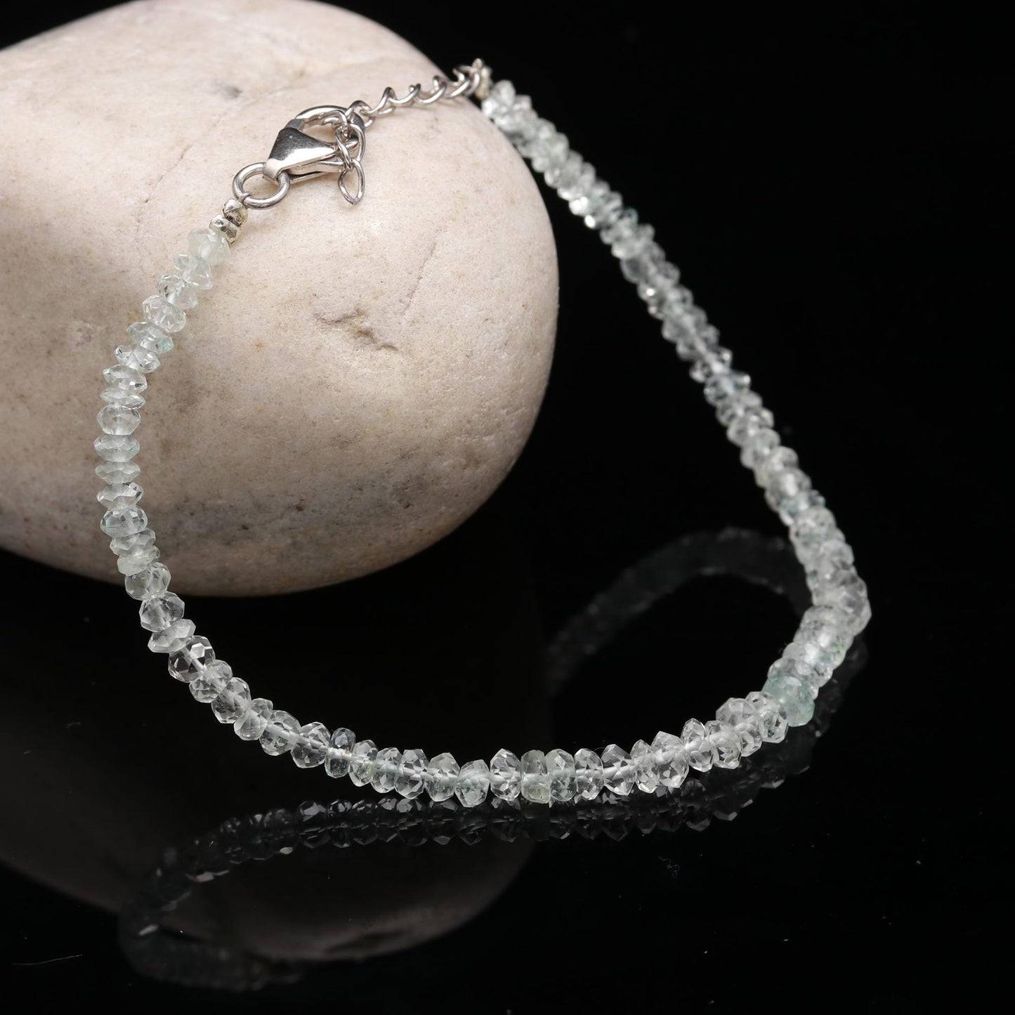 Natural Rainbow Moonstone Rondelle Shape Faceted Cut Gemstone Bracelet