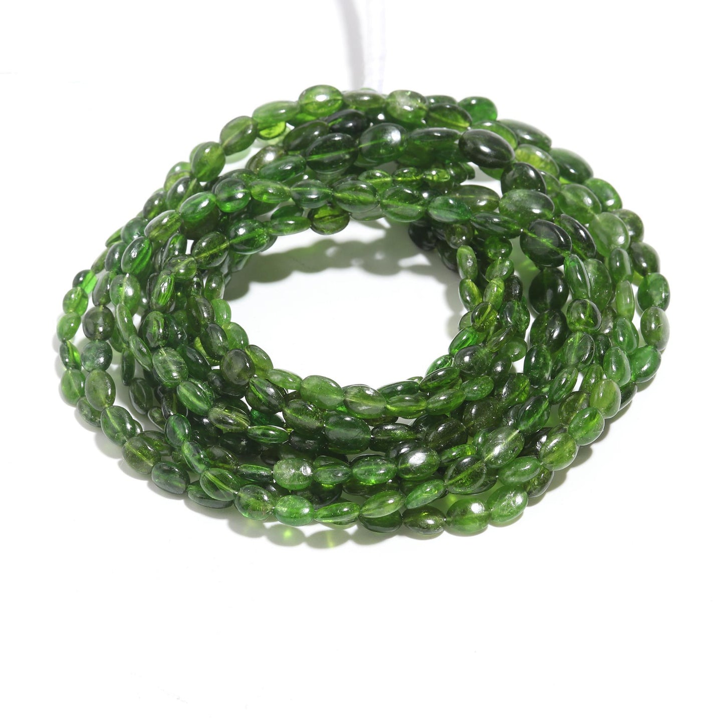 Natural chrome diopside smooth oval nuggets gemstone beads