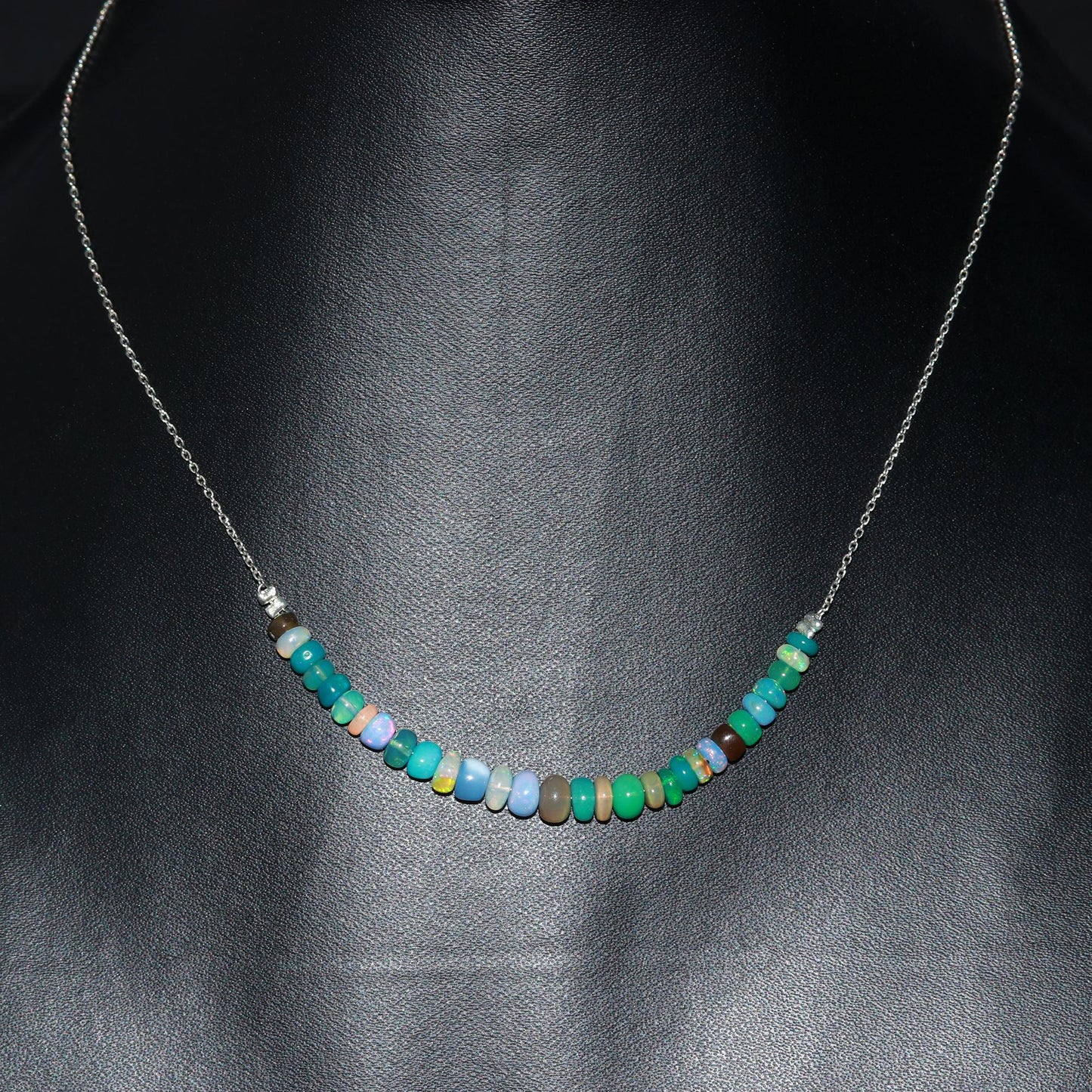 Ethiopian Opal Turquoise Silver Necklace