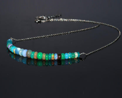 Ethiopian Opal Turquoise Silver Necklace