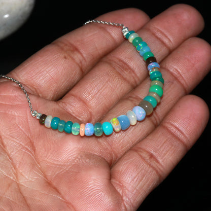 Ethiopian Opal Turquoise Silver Necklace