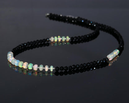 Ethiopian Opal Spinel Black Necklace