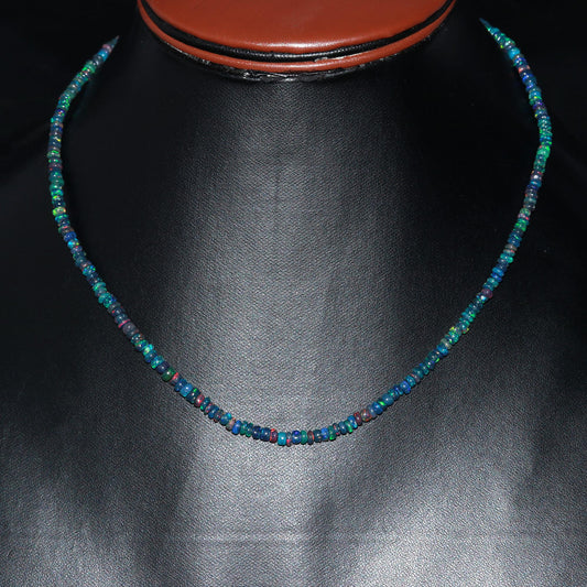 Natural Ethiopian Black Smooth Opal Necklace