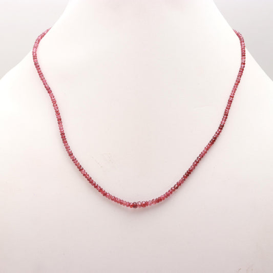 Gold Faceted Natural Red Ruby Bead Necklace