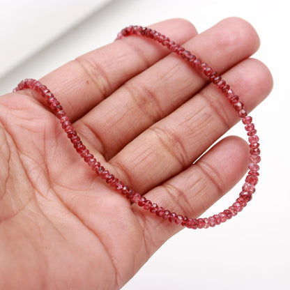 Gold Faceted Natural Red Ruby Bead Necklace