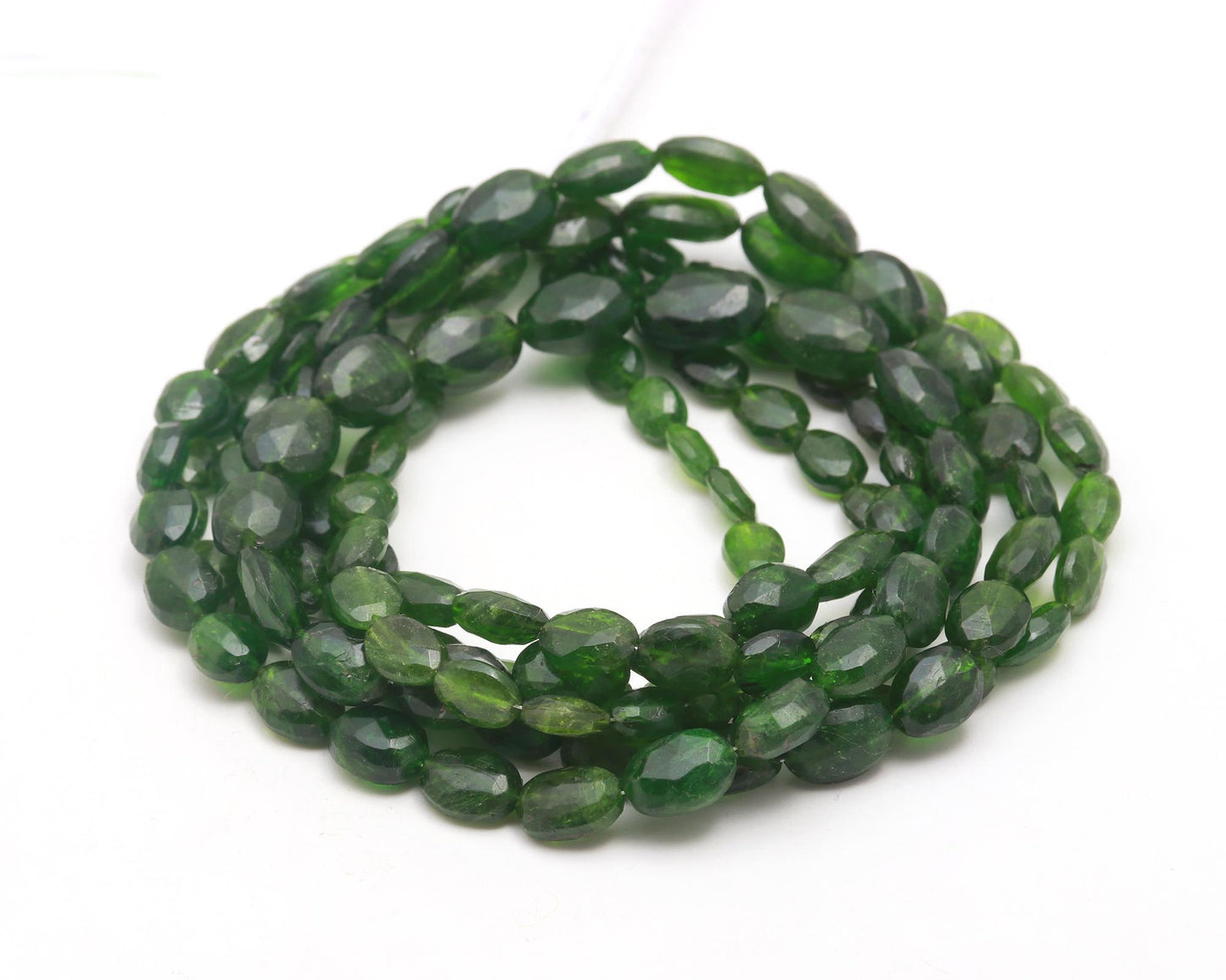 Green Chrome Diopside Smooth Oval Beads