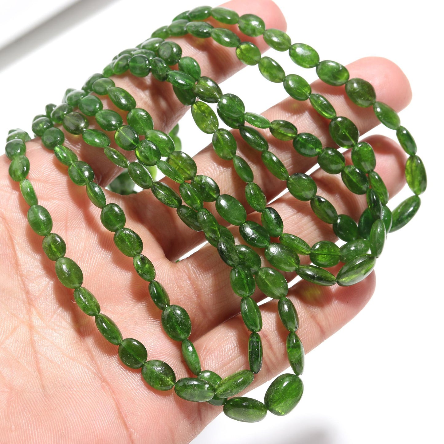 Natural Quartz Beads Oval Olive Green