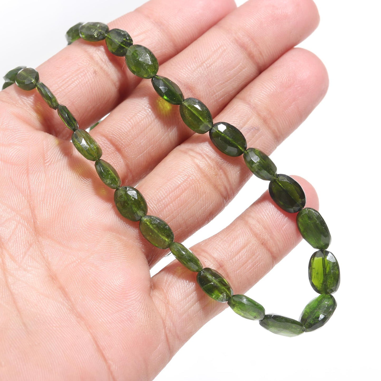 Natural Green Diopside Strand Oval Nugget Beads